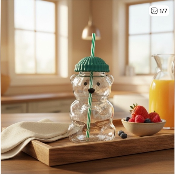 Starbucks VIRAL Clear Glass Bear Cup Lid Straw teddy christmas 2025 new barista - Picture 3 of 14